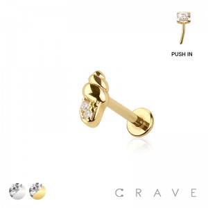 CZ SHELL TOP THREADLESS (PUSH IN) 316L SURGICAL STEEL LABRET SET